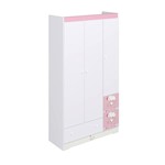 Ficha técnica e caractérísticas do produto Guarda Roupa Infantil 3 Portas 3 Gavetas Completa Móveis Branco/Rosa