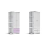 Ficha técnica e caractérísticas do produto Guarda Roupa Inocencia Flex Branco / Branco e Branco / Lilas