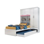 Ficha técnica e caractérísticas do produto Guarda Roupa Modulado Solteiro 4 Portas com Bicama Fusion Moverama Branco/Rosa