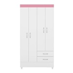 Ficha técnica e caractérísticas do produto Guarda Roupa Solteiro Astro 04 Portas Branco Rosa Demobile - Demóbile