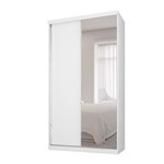 Guarda-Roupa Solteiro com Espelho Virtual 2PT Branco Maderado - Robel Móveis