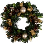 Ficha técnica e caractérísticas do produto Guirlanda Decorada com Pinhas e Bolas Douradas 60cm - Orb Christmas