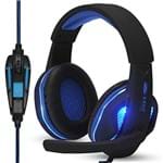 Ficha técnica e caractérísticas do produto Headset Gamer KP-396 Pc Fone Ouvido + Adaptador Ps4 Celular Azul
