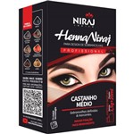 Ficha técnica e caractérísticas do produto Henna Sobrancelha Castanho Medio 3,5g e Fixador 20ml Niraj