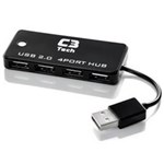 Ficha técnica e caractérísticas do produto Hub USB 2.0 - 4 Portas - C3 Tech - Preto - Hu-201 Bk