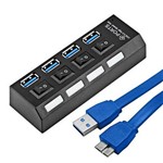 Ficha técnica e caractérísticas do produto Hub USB 3.0 4 Portas com Leds e Botão Liga/desliga
