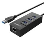 Ficha técnica e caractérísticas do produto Hub USB 3.0 - 3 Portas + Entrada Gigabit Ethernet