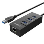 Ficha técnica e caractérísticas do produto Hub USB 3.0 - 3 Portas USB 3.0 + Entrada Gigabit Ethernet - ORICO - HR01-U3