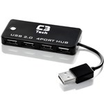 Ficha técnica e caractérísticas do produto HUB USB com 4 Portas HU-201 Preto - C3 Tech