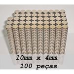 Ficha técnica e caractérísticas do produto Ima De Neodímio / Super Forte / 10mm X 4mm , 100 Peças