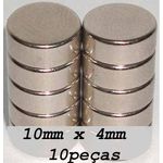 Ficha técnica e caractérísticas do produto Imãs de Neodímio / Super Forte 10mm X 4mm , 10 Peças