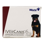 Ficha técnica e caractérísticas do produto Ivercanis 6mg 4 Comp World Ivermectina Cães