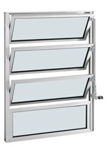 Ficha técnica e caractérísticas do produto Janela Basculante Alumínio 3 Folhas 80x60x3.3cm Vidro Mini Boreal - Branco - Sasazaki