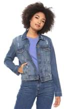 Ficha técnica e caractérísticas do produto Jaqueta Jeans OH BOY Desgastes Azul