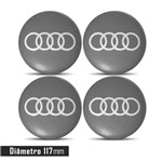 Ficha técnica e caractérísticas do produto Jogo 4 Emblema Roda Audi 117mm. - Calota