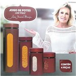 Ficha técnica e caractérísticas do produto Jogo 4 Potes Inox com Visor Vidro Vermelho Ana Maria Braga - Souk