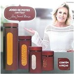 Ficha técnica e caractérísticas do produto Jogo 4 Potes Inox Visor Vidro Vermelho Ana Maria Braga - Souk - Vermelho