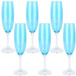 Ficha técnica e caractérísticas do produto Jogo 6 Taças Champagne Klara 220ml Crystalite Bohemia - Azul Turquesa