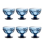 Ficha técnica e caractérísticas do produto Jogo 6 Taças de Vidro Azul 260ml Borboleta Bon Gourmet