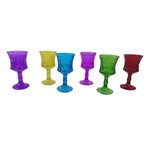 Ficha técnica e caractérísticas do produto Jogo 6 Taças de Vidro Esculpidas 30ml Rojemac Colorido