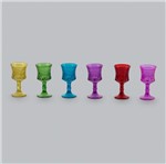 Ficha técnica e caractérísticas do produto Jogo 6 Taças de Vidro Esculpidas Coloridas 30Ml
