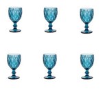 Ficha técnica e caractérísticas do produto Jogo 6 Taças de Vidro para Agua Diamond 290ml Rojemac Azul