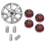 Ficha técnica e caractérísticas do produto Jogo Calota Aro 14 Grand Siena EL 1.4 Palio Fiat 2014 Grid Prata + Emblema Resinado + Tampa Ventil Cromada