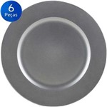Ficha técnica e caractérísticas do produto Jogo de 6 Sousplat Silver 33 Cm - Bon Gourmet - CINZA