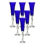 Ficha técnica e caractérísticas do produto Jogo de 6 Taças P/ Champagne 180 Ml Cristal Ecológico - Vicotira Azul