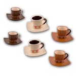 Ficha técnica e caractérísticas do produto Jogo de 6 Xícaras de Café com Pires 90 ML Stripes 25436 - MARROM