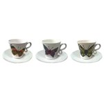 Ficha técnica e caractérísticas do produto Jogo de 6 Xícaras para Café Coffee Time Butterfly com Pires - Branco