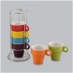Ficha técnica e caractérísticas do produto Jogo de 6 Xícaras para Café Colors com Suporte