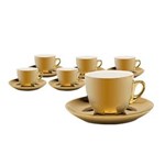 Ficha técnica e caractérísticas do produto Jogo de 6 Xicaras para Chá de Porcelana Dourada 220ml Wolff - Única