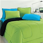 Ficha técnica e caractérísticas do produto Jogo de Cama Casal 4 Pcs Malha 100% Algodão City Home Preto/Verde - Brilhante