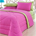 Ficha técnica e caractérísticas do produto Jogo de Cama Casal 4 Peças Liso City Home Pink e Pistache