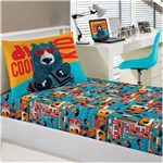 Ficha técnica e caractérísticas do produto Jogo de Cama 2 Peças Malha Dj Urso - Portallar - Azul Royal