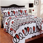 Ficha técnica e caractérísticas do produto Jogo de Cama Queen Size 4 Peças Inove - Preto e Vermelho - Brilhante