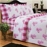 Ficha técnica e caractérísticas do produto Jogo de Cama Queen Size 4 Peças Roseiral - Rosa e Lilás - Brilhante