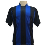 Ficha técnica e caractérísticas do produto Jogo de Camisa com 12 unidades modelo Milan Preto/Royal + 1 Goleiro +