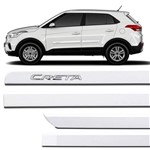 Jogo de Friso Lateral Hyundai Creta 2017 a 2019 Branco Puro Grafia Cromada Alto Relevo