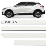 Jogo de Friso Lateral Nissan Kicks 2017 e 2018 4 Portas Tipo Borrachão Branco Diamond com Grafia