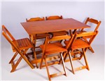 Ficha técnica e caractérísticas do produto Jogo de Mesa 1,20x70 com 6 Cadeiras Dobráveis de Madeira Cor Mel - Móveis Britz
