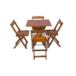 Ficha técnica e caractérísticas do produto Jogo de Mesa 70x70 com 4 Cadeiras Dobráveis de Madeira Cor Mel - Btb Móveis