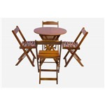 Ficha técnica e caractérísticas do produto Jogo de Mesa Bar Tampo Redondo 70x70 com 4 Cadeiras Dobrável Mel - Btb Móveis