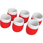 Ficha técnica e caractérísticas do produto Jogo de Mini Copos Espresso Emborrachados 6 Peças Branco/Vermelho - La Cuisine