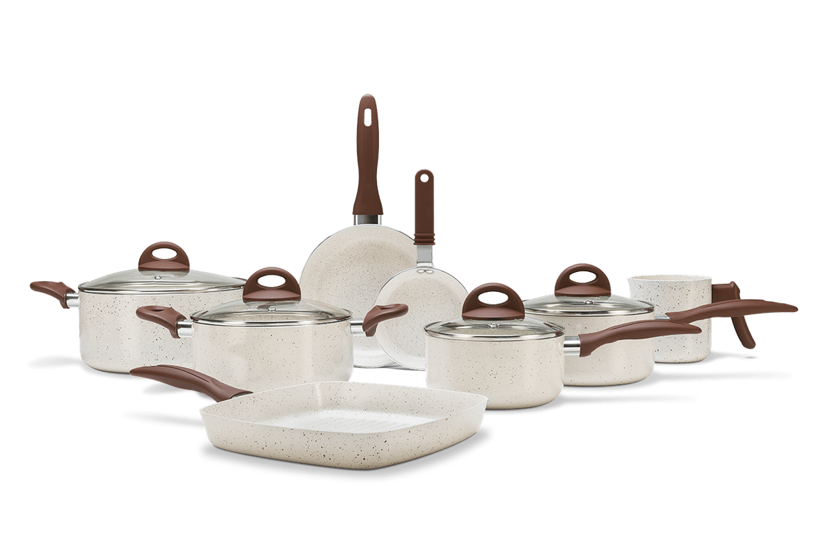 Ficha técnica e caractérísticas do produto Jogo de Panelas 8 Peças - Ceramic Life Smart Plus - Vanilla VANILLA Brinox