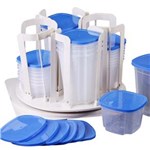 Ficha técnica e caractérísticas do produto Jogo de Potes 2Brasil Spim Mart em Plástico com 49 Peças - Transparente/Azul