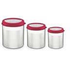 Ficha técnica e caractérísticas do produto Jogo de Potes Inox Vermelha 3 Peças Tramontina 64220-622