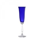 Ficha técnica e caractérísticas do produto Jogo de Taças 6 Peças de Cristal Ecológico Azul para Champagne - 190ml