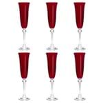 Ficha técnica e caractérísticas do produto Jogo de taças champanhe em cristal Bohemia Alexandra 6 peças 190ml vermelha